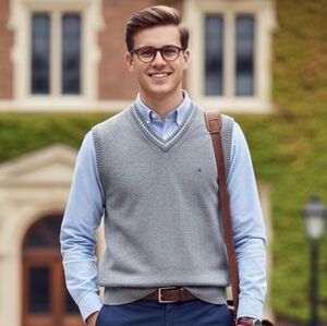 Tommy Hilfiger M Old Money Ivy League Academia Tennis Prep Knit Sweater Vest